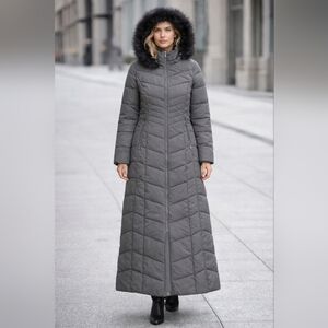 Calvin Klein Women's Long Gray Puffer Coat